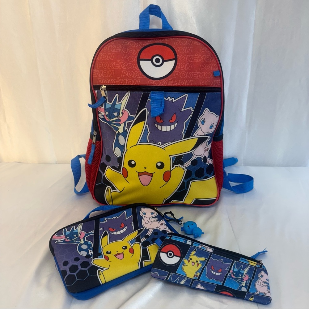 NWOT Pokemon Pikachu Kids 5 Piece Student School Backpack Set